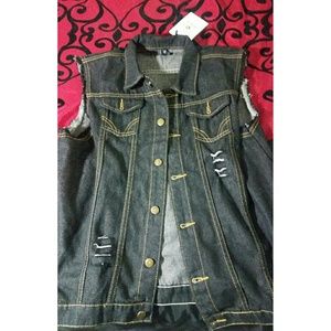 Men's Black Denim Vest